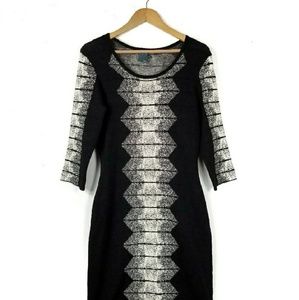 3/4 Length Sleeve Geo Design Midi-Dress